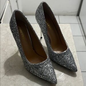 Elegant Silver Glitter Heels
